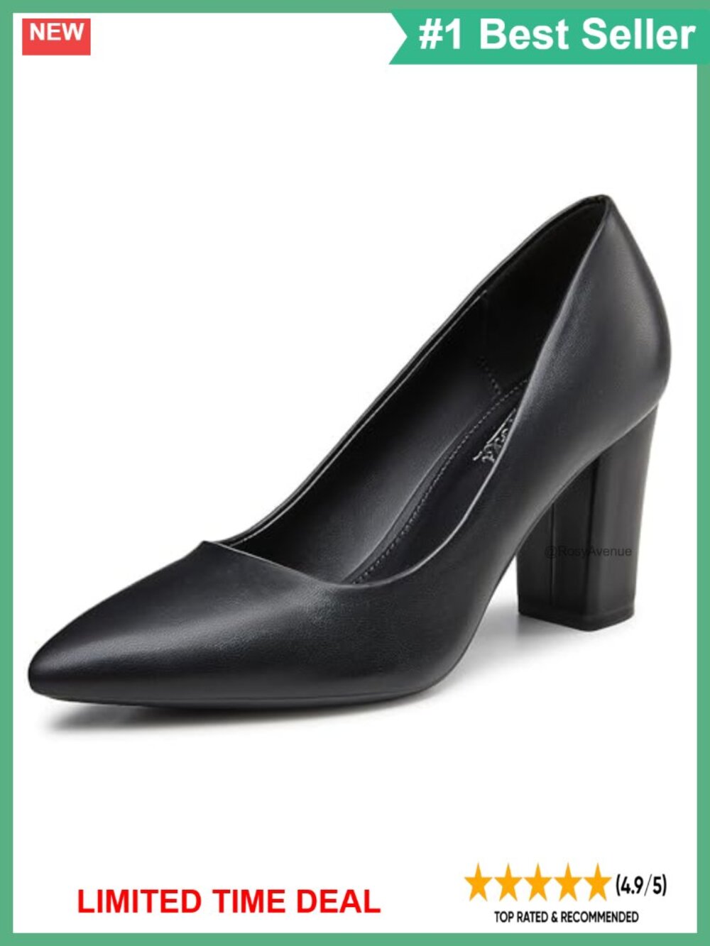 Women's Chunky Block Heel Pointed Toe Slip On Pumps Office Wedding Shoes